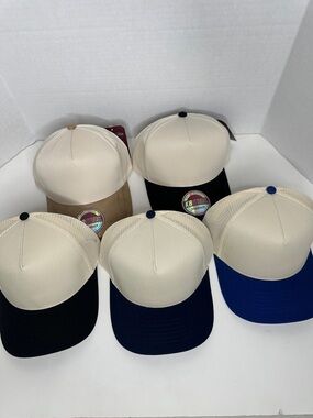 Unbranded Men's Two-Tone Trucker Cap - Cream and Blue (Pack)